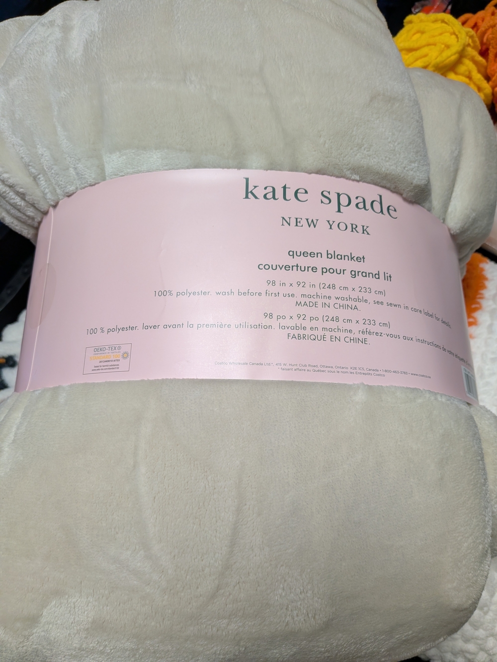 kate spade Cream Plush Queen Throw Blanket